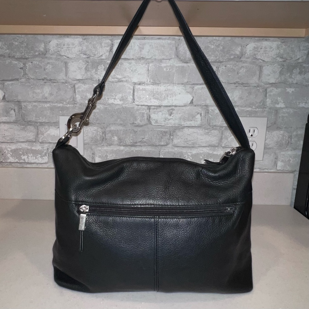 Vintage Stone Mountain Black Genuine Leather Hobo Bag - Excellent Condition